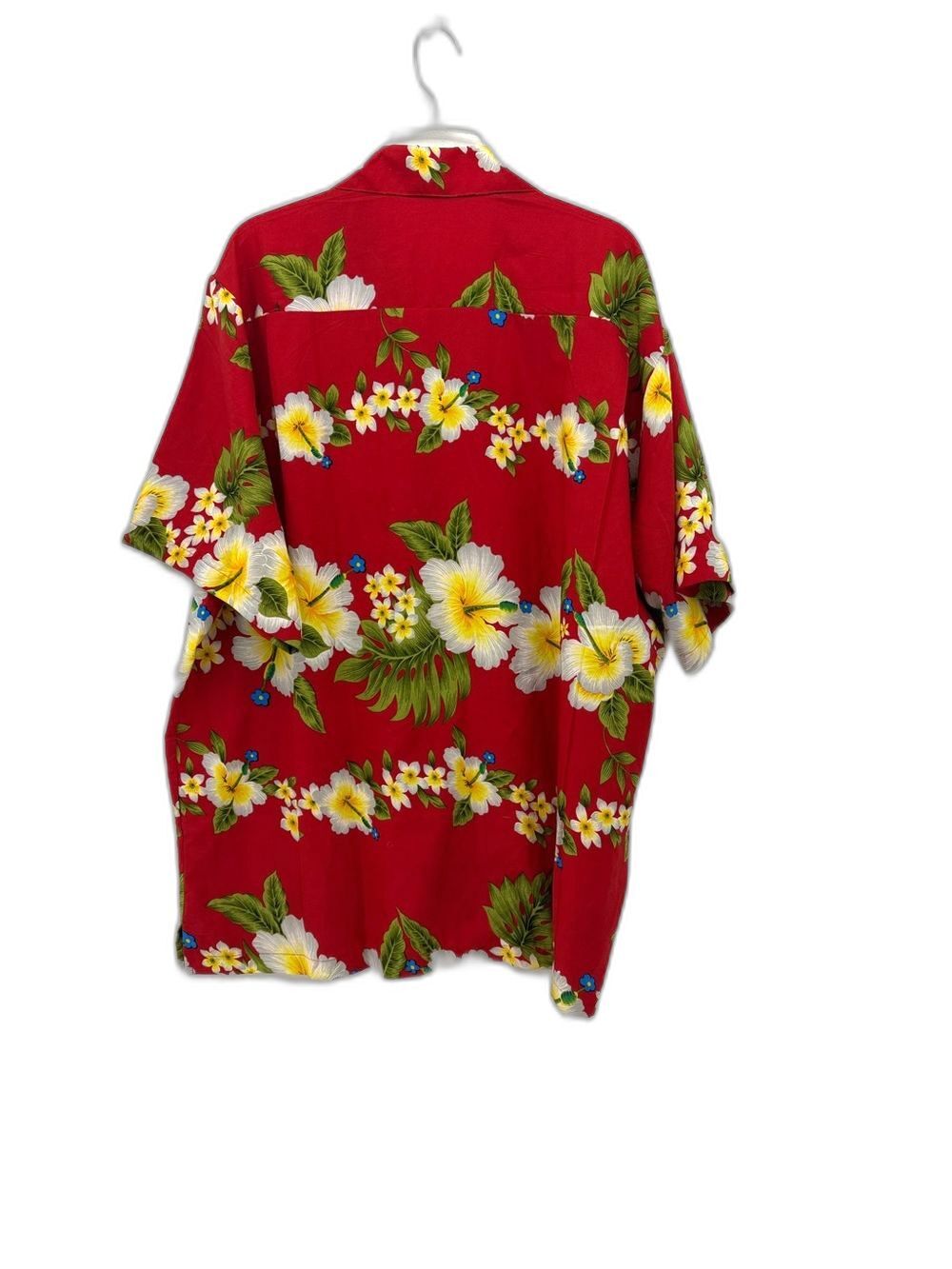Alvish Red Floral Hibiscus Hawaiian Button-Down Shirt - Picture 3 of 3